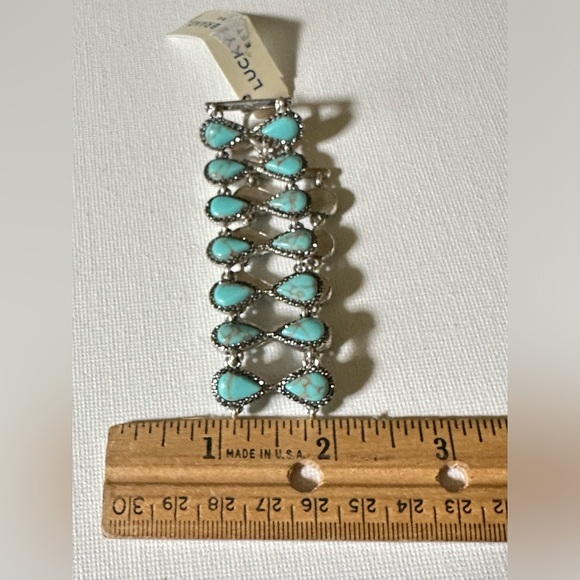 NWT Lucky Brand bracelet encrusted with faux Turquoise and Marcasites 7” - Picture 3 of 6